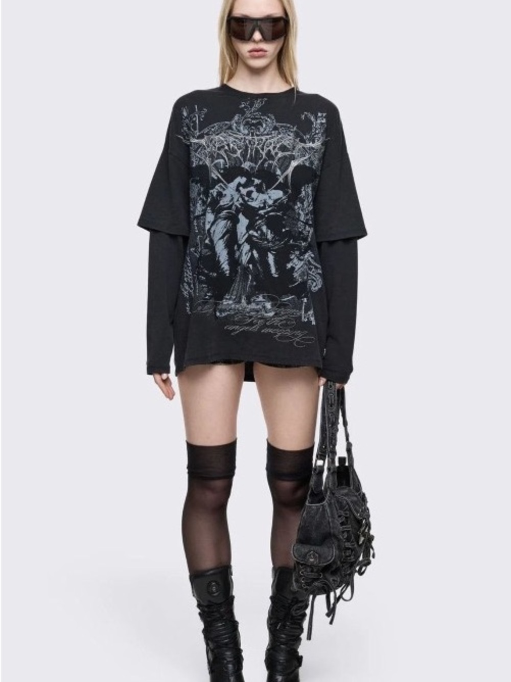 Minga London Dark Renaissance Double Sleeve T-Shirt NWT M Gothic Y2K